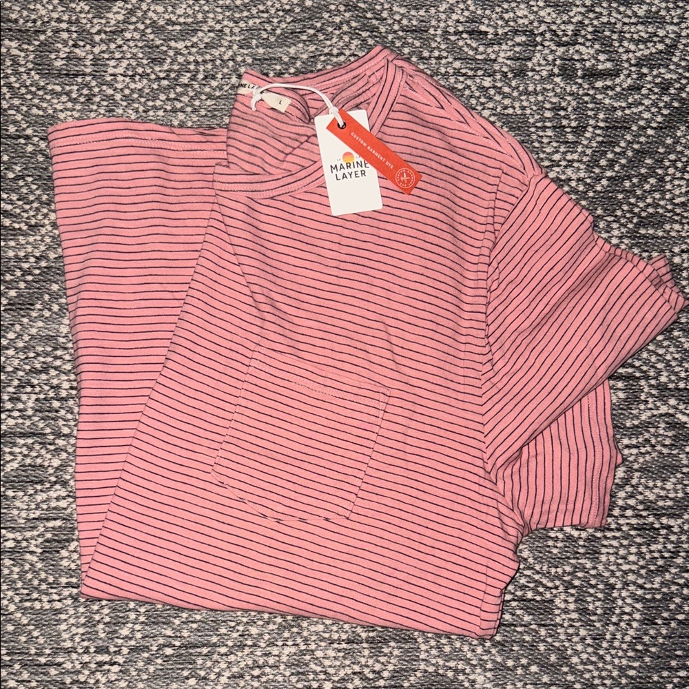 Men’s Marine Layer Pink and Black Striped Tee
